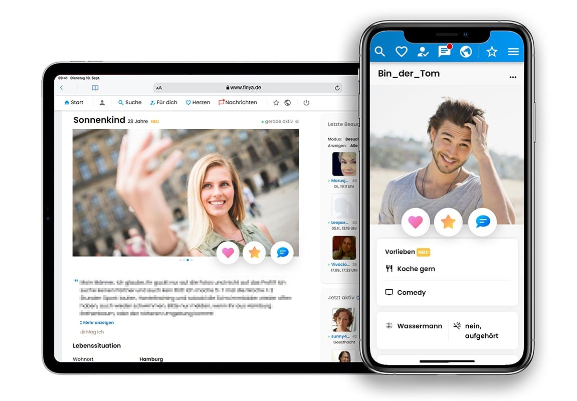 Attraktive Profile von datinger auf Tablet und Smartphone